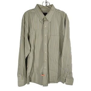 Jos A Bank Travelers Collection Mens XL Green Striped Button Down Shirt